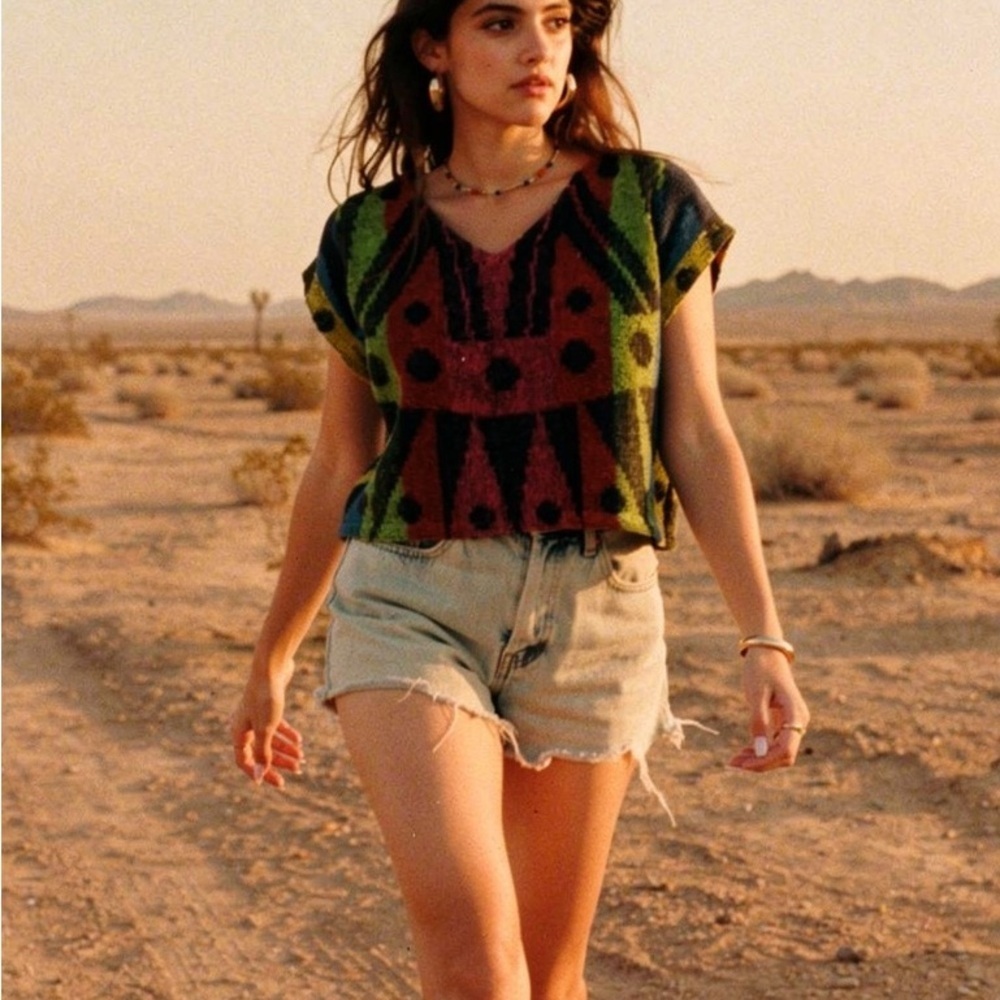 Lazy Hazel Multicolor Patterned Crop Top